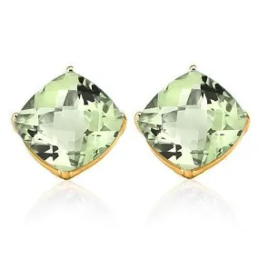 1.85 CT GREEN AMETHYST 10KT SOLID GOLD EARRINGS STUD