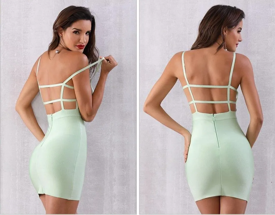 ADYCE Vestidos Sexy Sleeveless Spaghetti Strap Bodycon Clubwear Celebrity Runway Party Dress - H5336