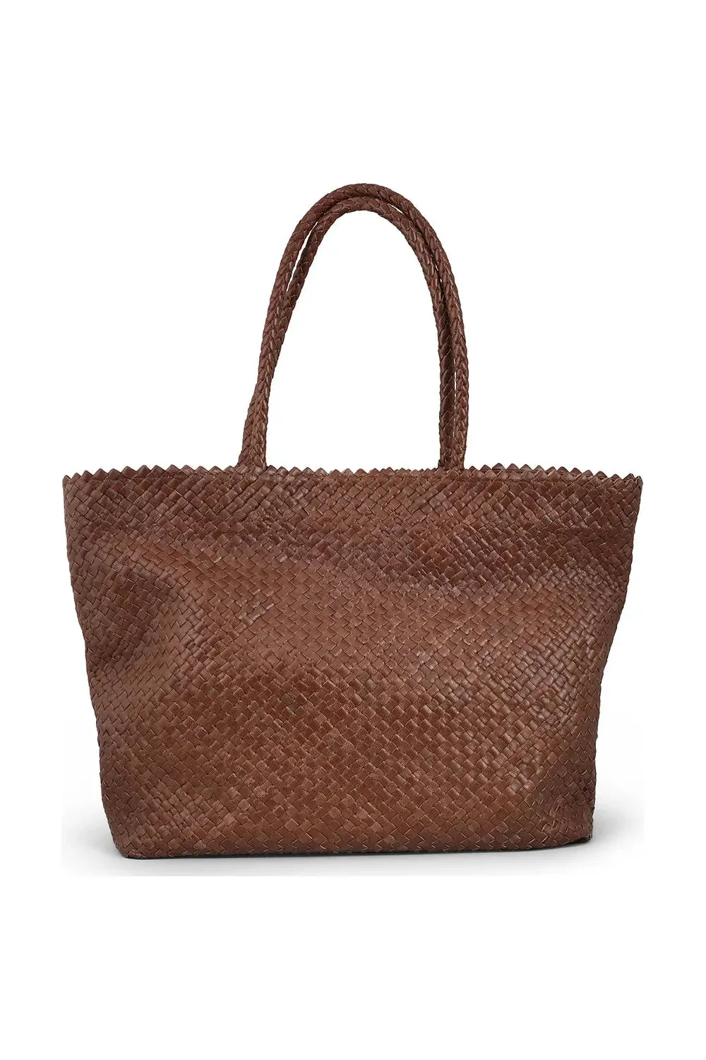 Allan K Habiba Dama Leather Woven Shopper Bag | Bruciato