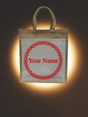 Customized (Your Name)Jute Bag and Canvas Pocket