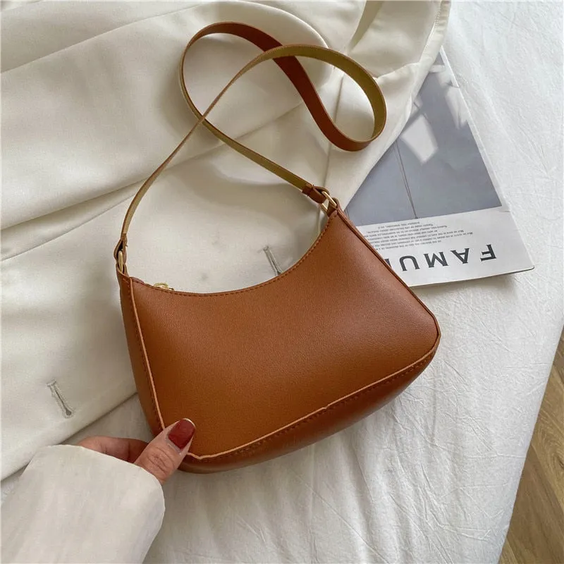 Darianrojas New Women's Fashion Handbags Retro Solid Color PU Leather Shoulder Underarm Bag Casual Women  Handbags