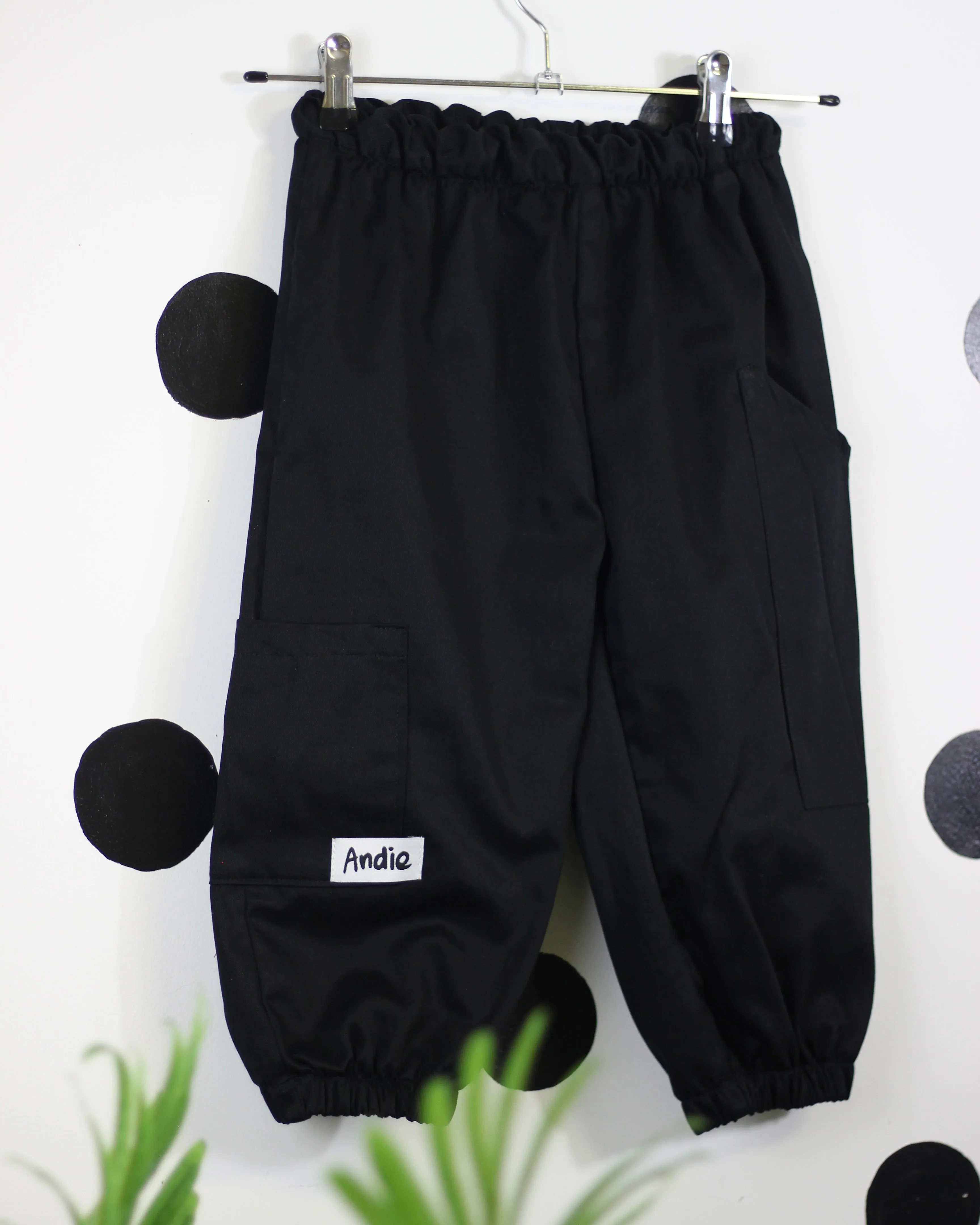 Kids Black Cargo Trousers