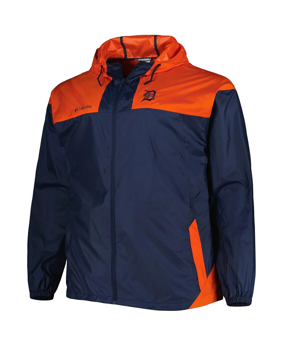 Men's Navy Blue Full Zip Windbreaker Detroit Tigers Flash Forward Challenger Big and Tall Omni  Shade Columbia