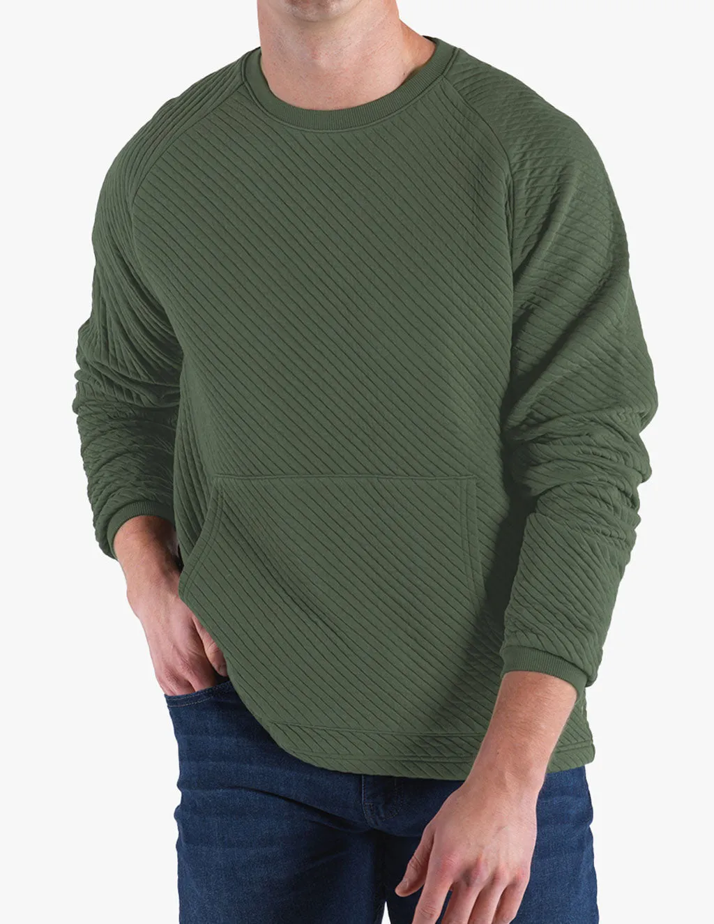 OLIVE DIAMOND KNIT CREW