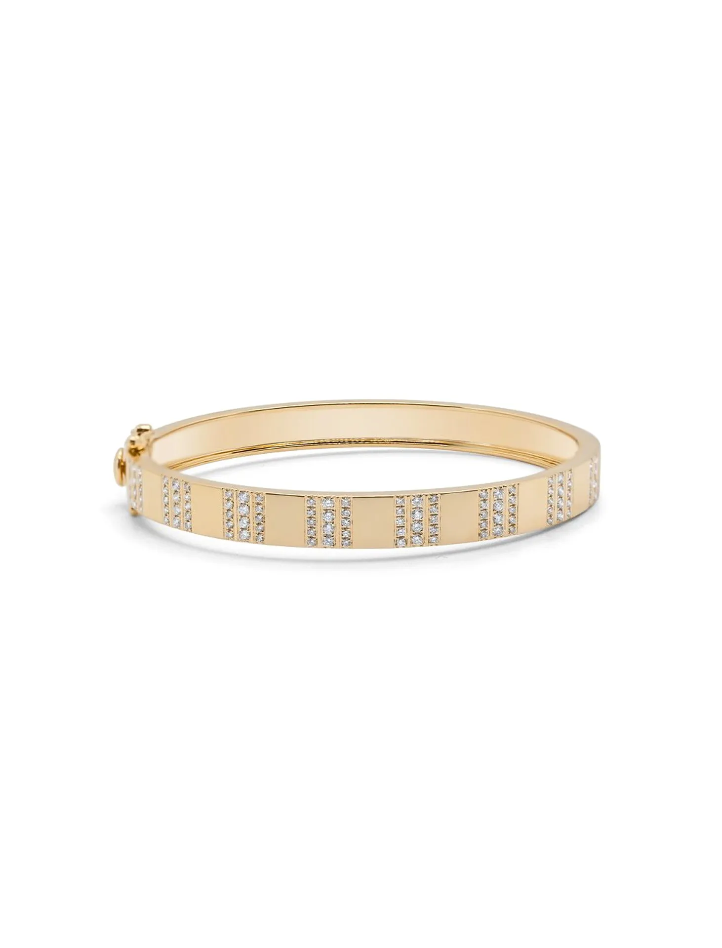 Pinstripe Strength Diamond Bangle, 14K Yellow Gold   Half Way Diamond Bracelet