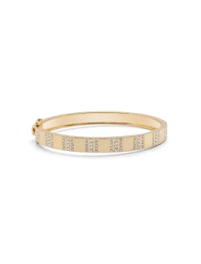 Pinstripe Strength Diamond Bangle, 14K Yellow Gold   Half Way Diamond Bracelet