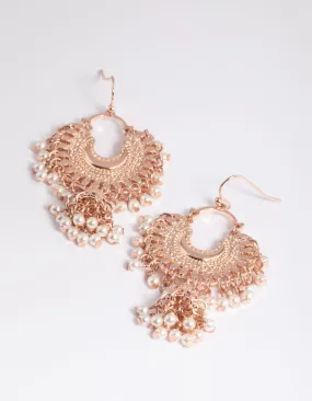 Rose Gold Encrusted Bead Drop Earrings