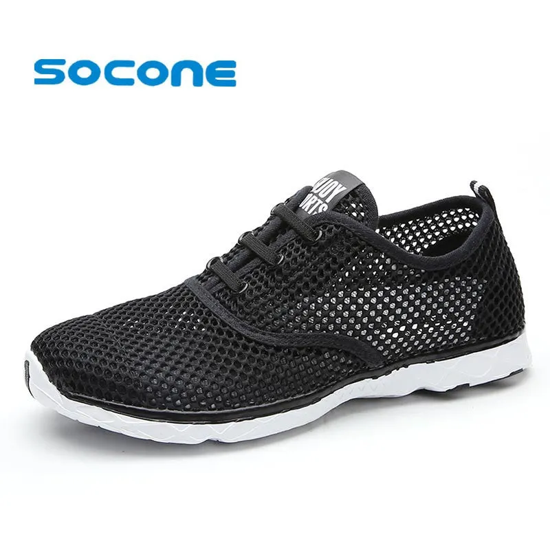 Socone Plus Size Men Summer Running Shoes Women Sneakers 2016 Mesh Breathable Sport Shoes Men Beach Water Shoes WomensTrainers