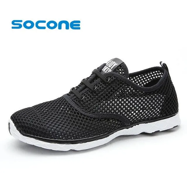 Socone Plus Size Men Summer Running Shoes Women Sneakers 2016 Mesh Breathable Sport Shoes Men Beach Water Shoes WomensTrainers